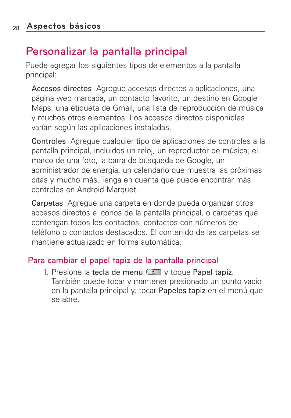 Personalizar la pantalla principal | LG Optimus MS690 User Manual | Page 180 / 314