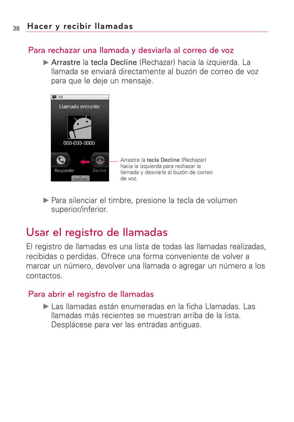 Usar el registro de llamadas, Para abrir el registro de llamadas | LG Optimus MS690 User Manual | Page 190 / 314