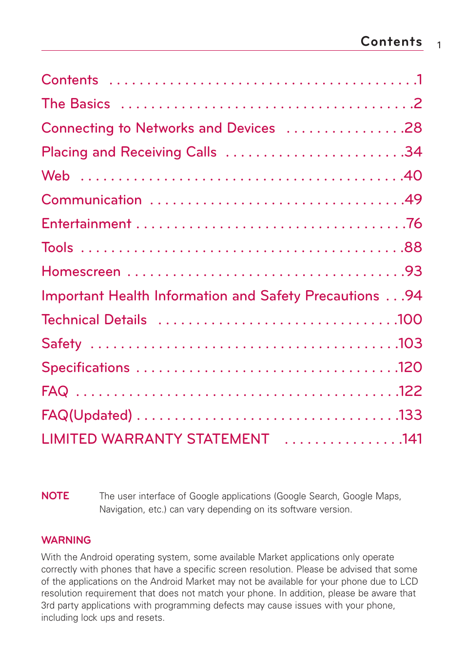 LG Optimus MS690 User Manual | Page 3 / 314