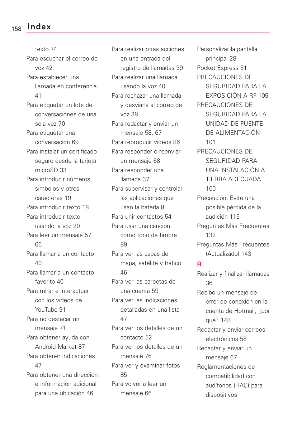 Index | LG Optimus MS690 User Manual | Page 310 / 314