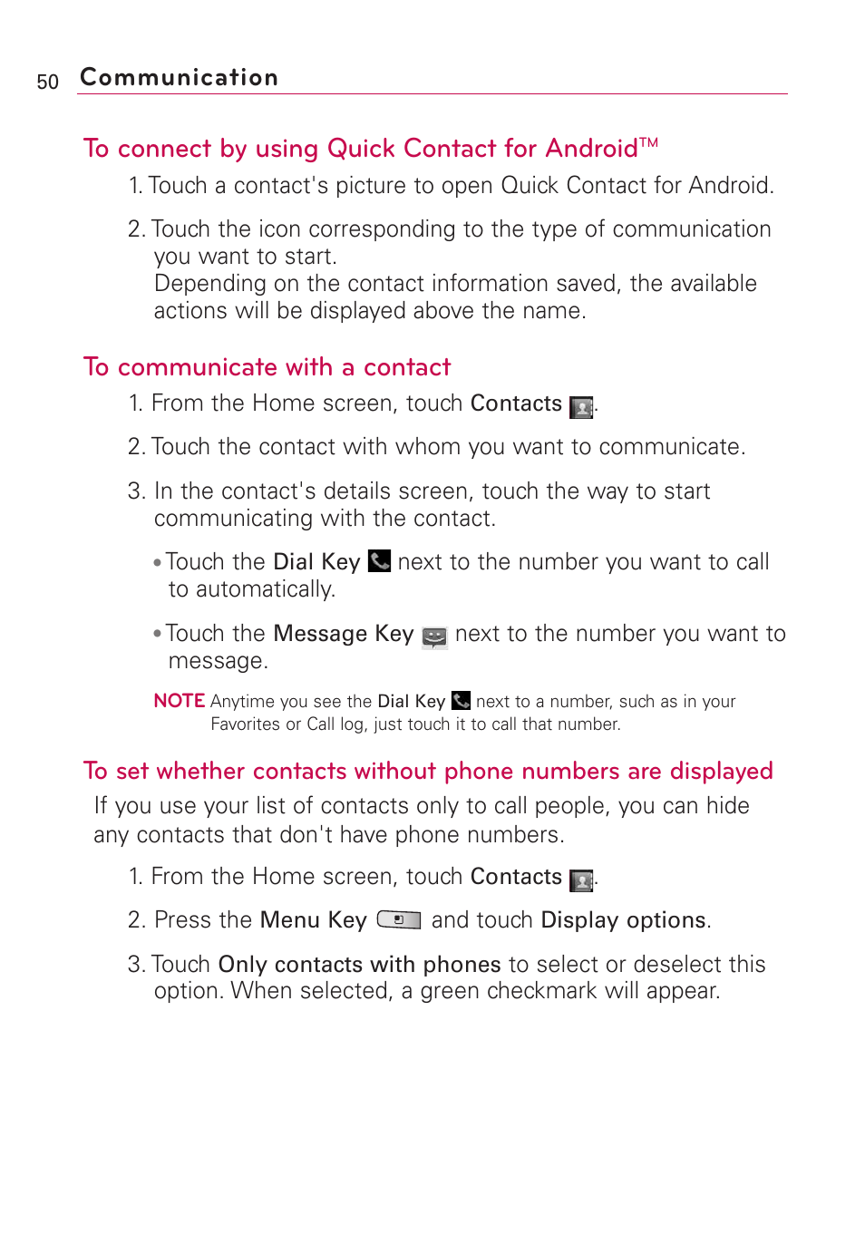 Communication | LG Optimus MS690 User Manual | Page 52 / 314