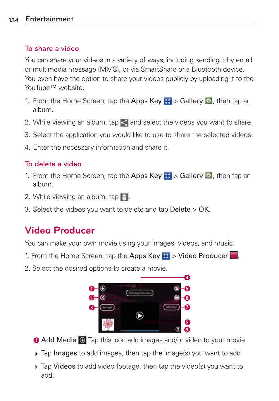 Video producer | LG VS840 User Manual | Page 136 / 222