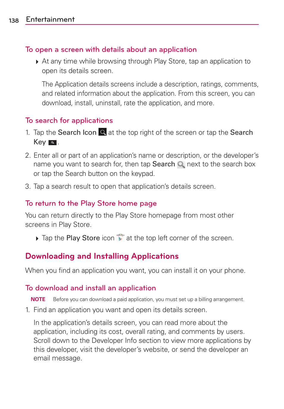 Downloading and installing applications | LG VS840 User Manual | Page 140 / 222