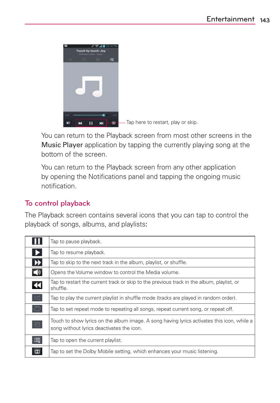 Entertainment | LG VS840 User Manual | Page 145 / 222