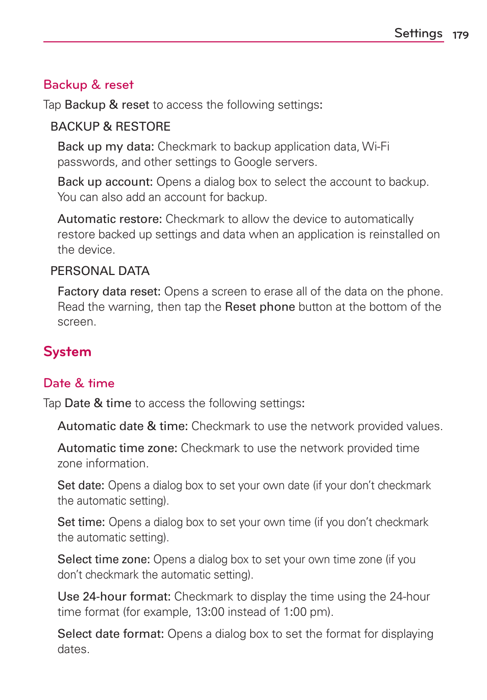 System | LG VS840 User Manual | Page 181 / 222