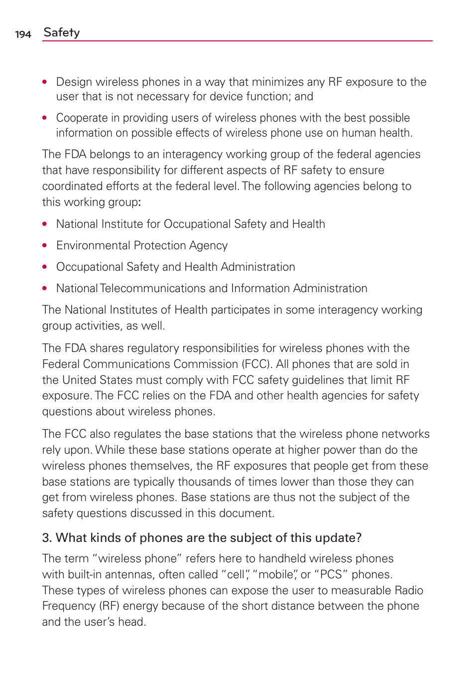 Safety | LG VS840 User Manual | Page 196 / 222