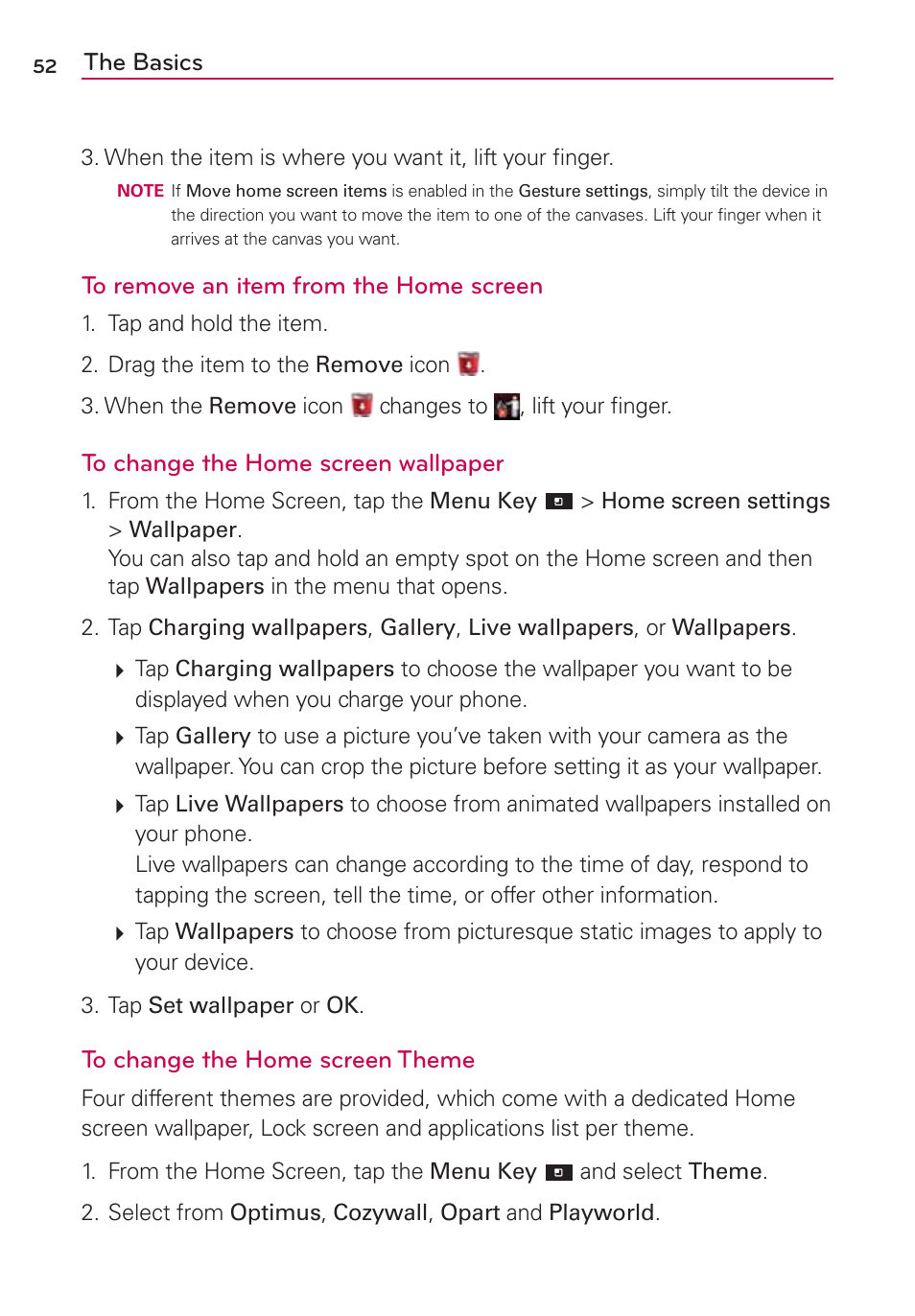The basics | LG VS840 User Manual | Page 54 / 222