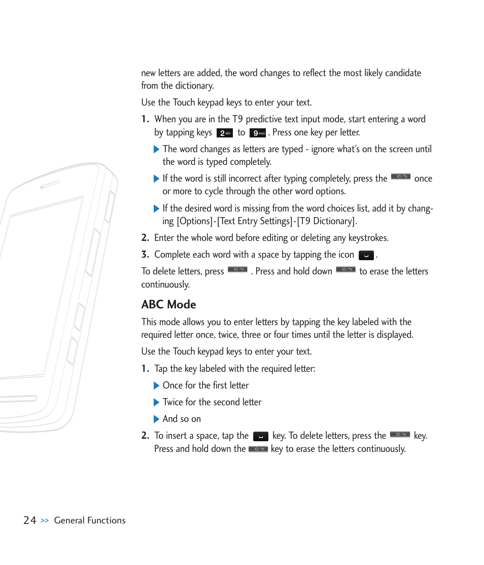 Abc mode | LG CU915 User Manual | Page 28 / 136