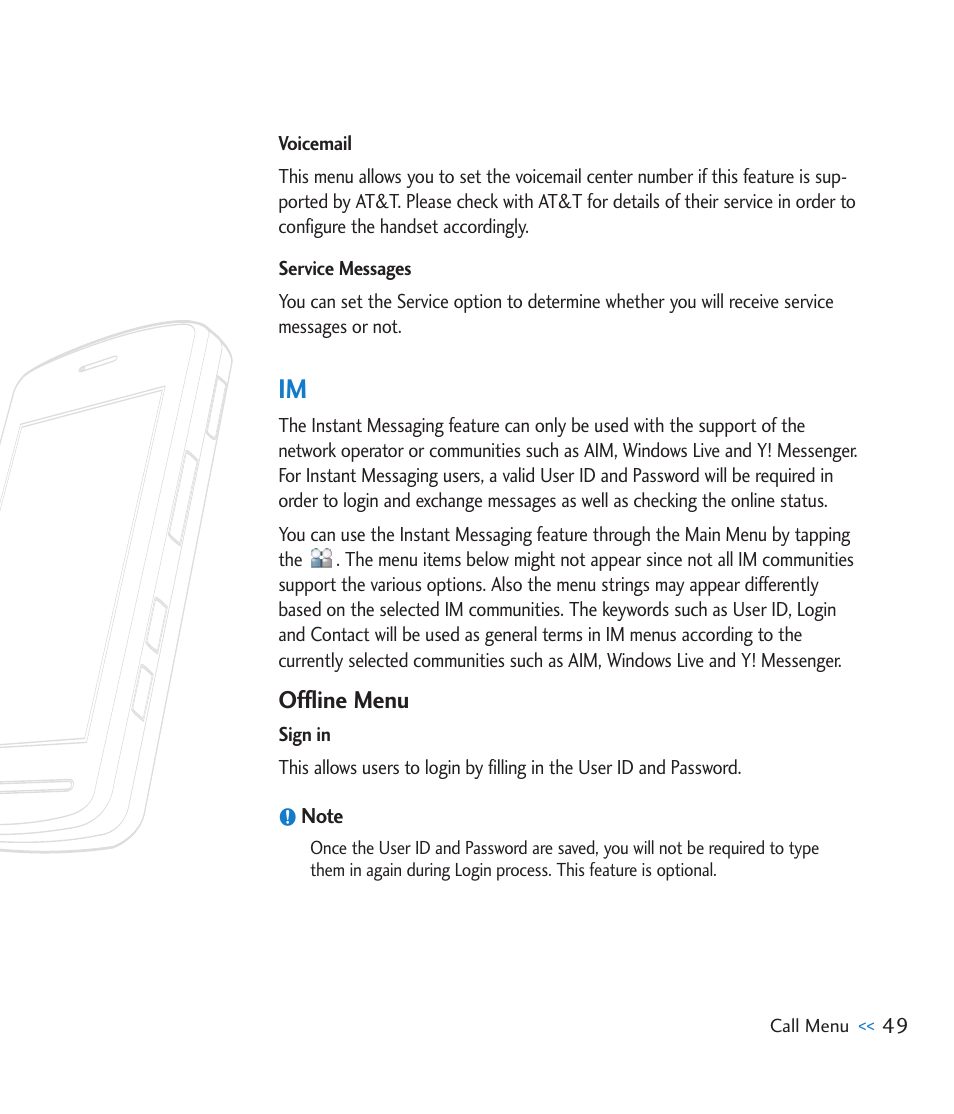 Offline menu | LG CU915 User Manual | Page 53 / 136