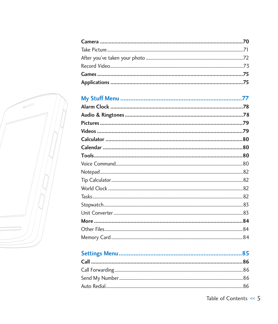 LG CU915 User Manual | Page 9 / 136