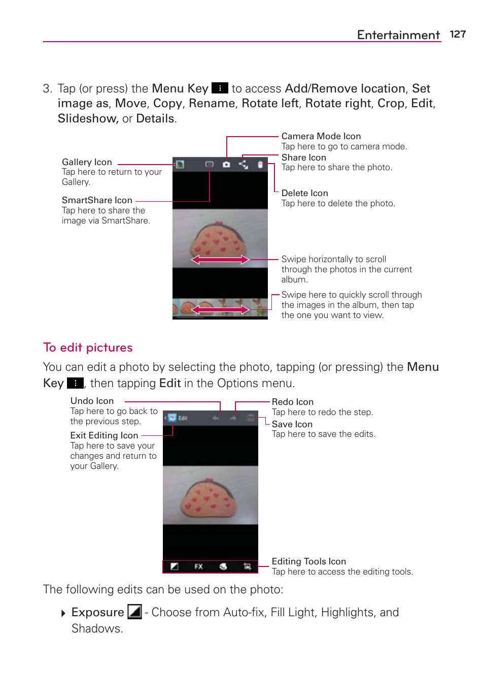 Entertainment | LG LGVS890 User Manual | Page 129 / 231