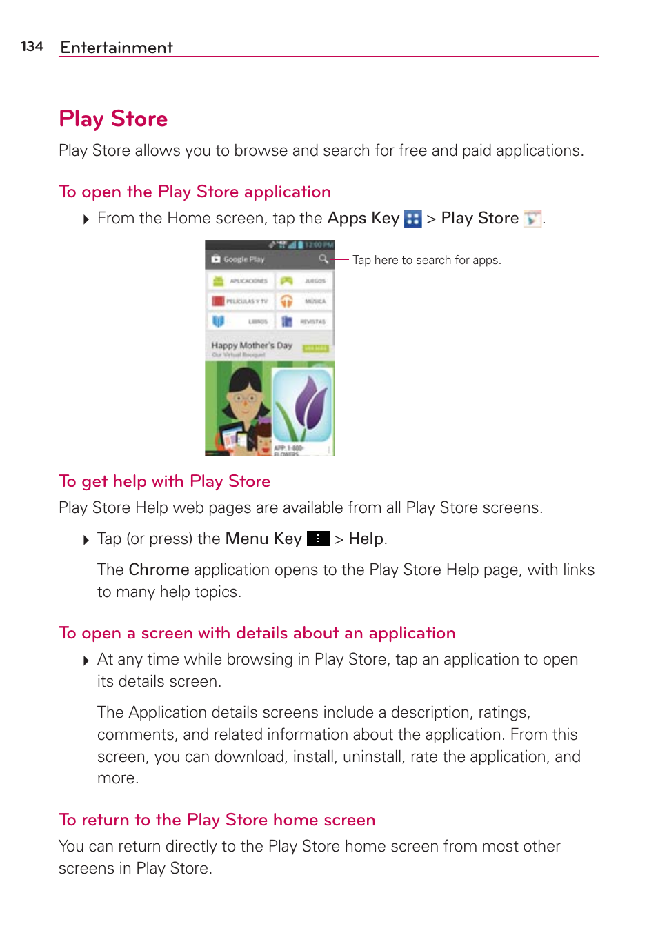 Play store | LG LGVS890 User Manual | Page 136 / 231