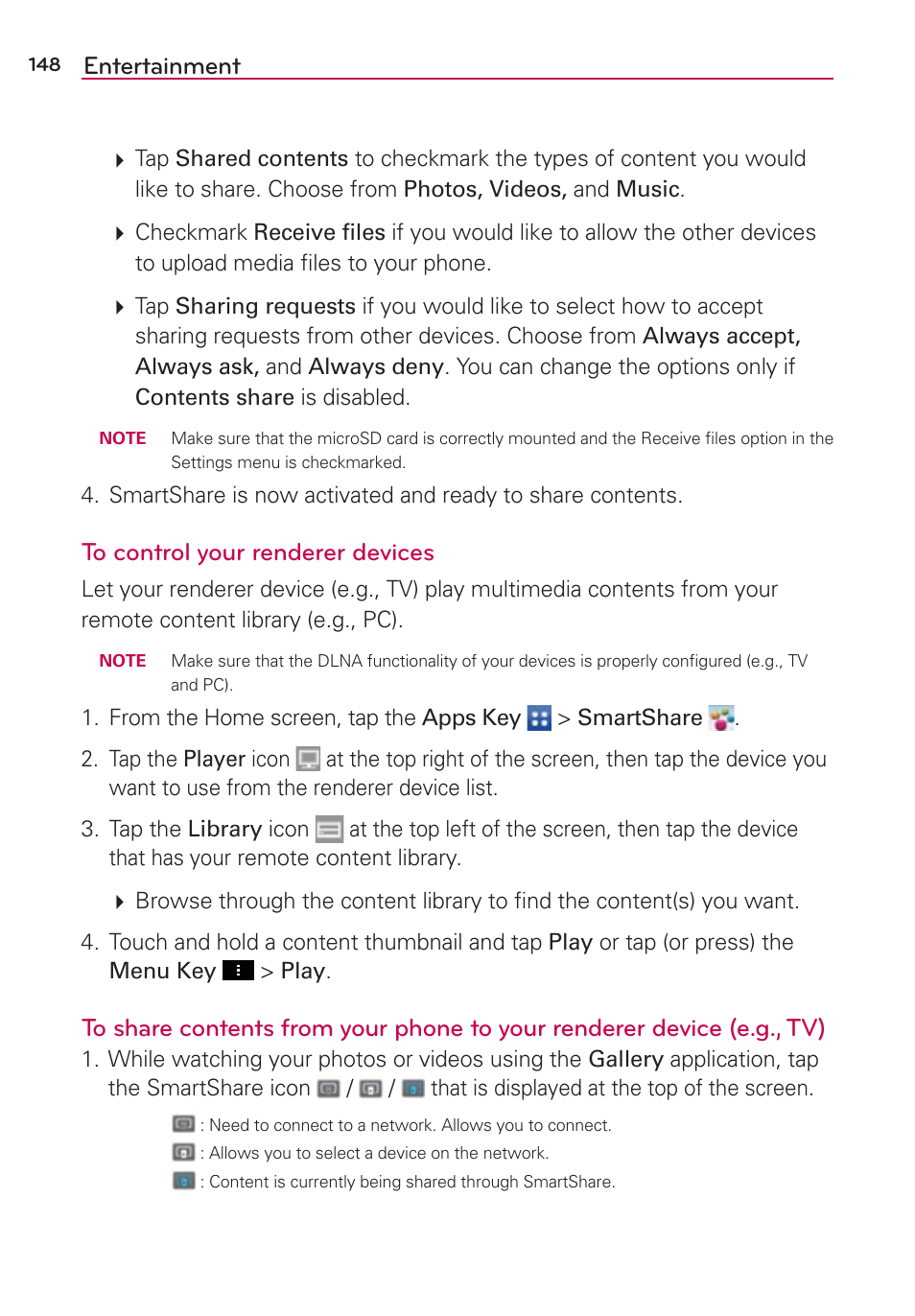Entertainment | LG LGVS890 User Manual | Page 150 / 231