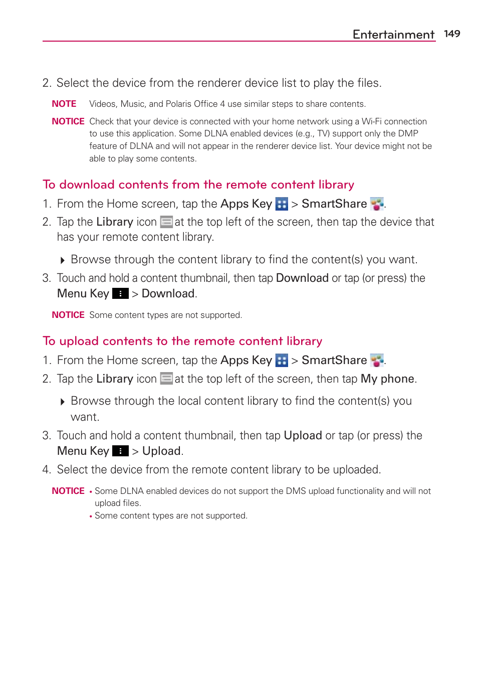 Entertainment | LG LGVS890 User Manual | Page 151 / 231