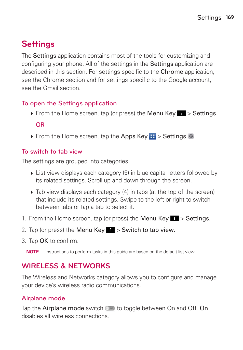 Settings, Wireless & networks | LG LGVS890 User Manual | Page 171 / 231