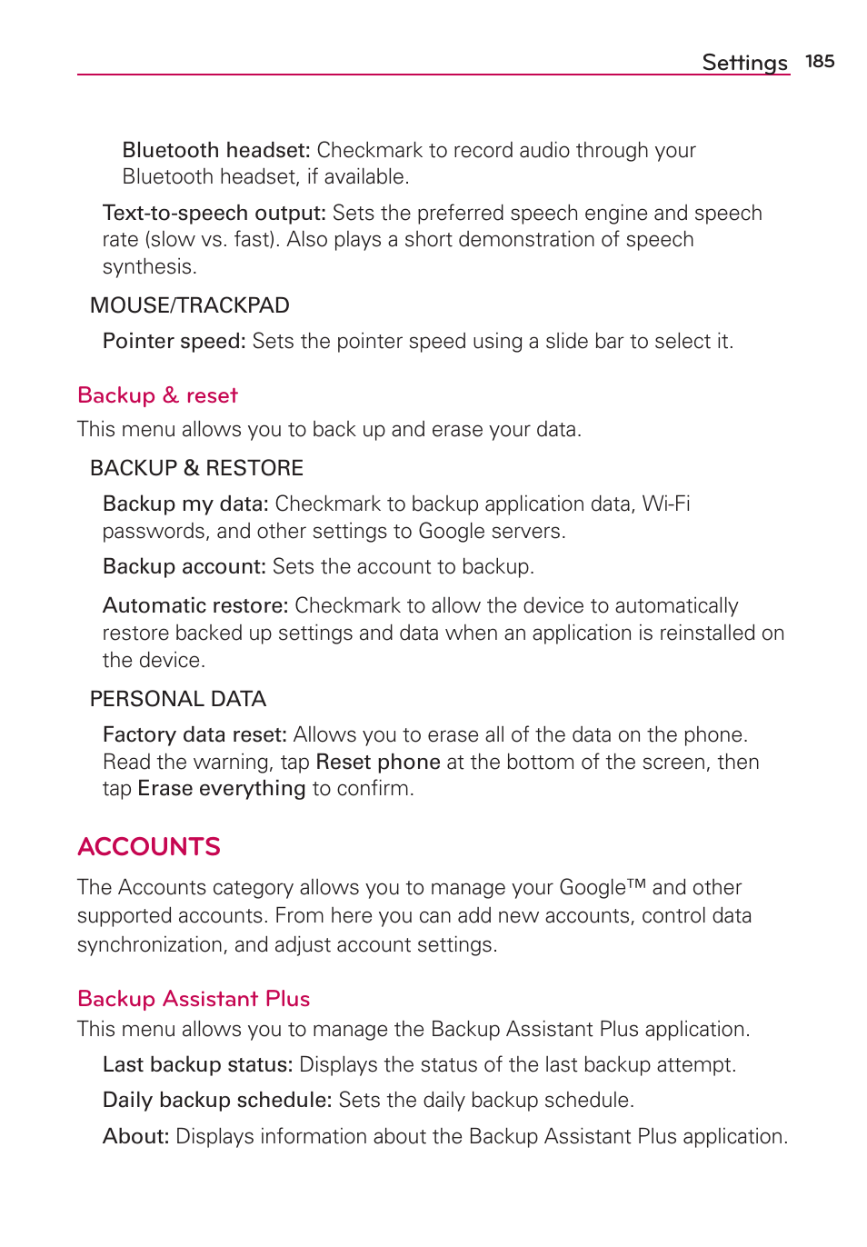 Accounts | LG LGVS890 User Manual | Page 187 / 231