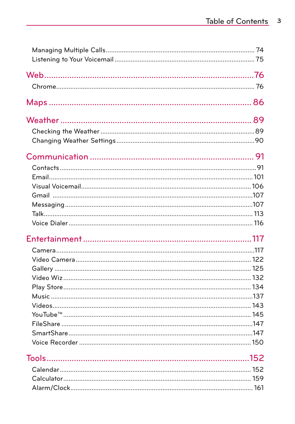 LG LGVS890 User Manual | Page 5 / 231