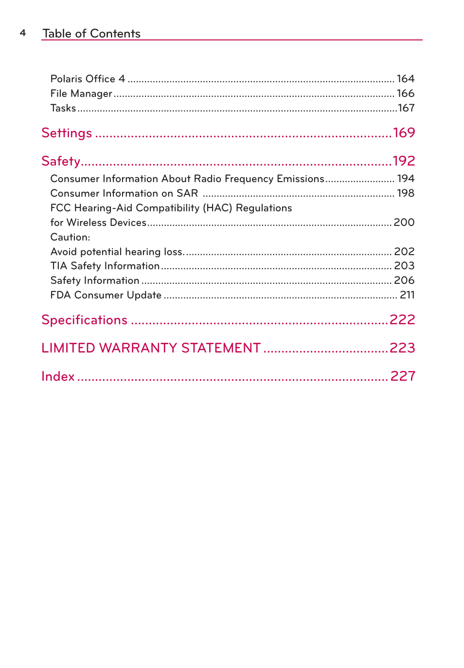 LG LGVS890 User Manual | Page 6 / 231