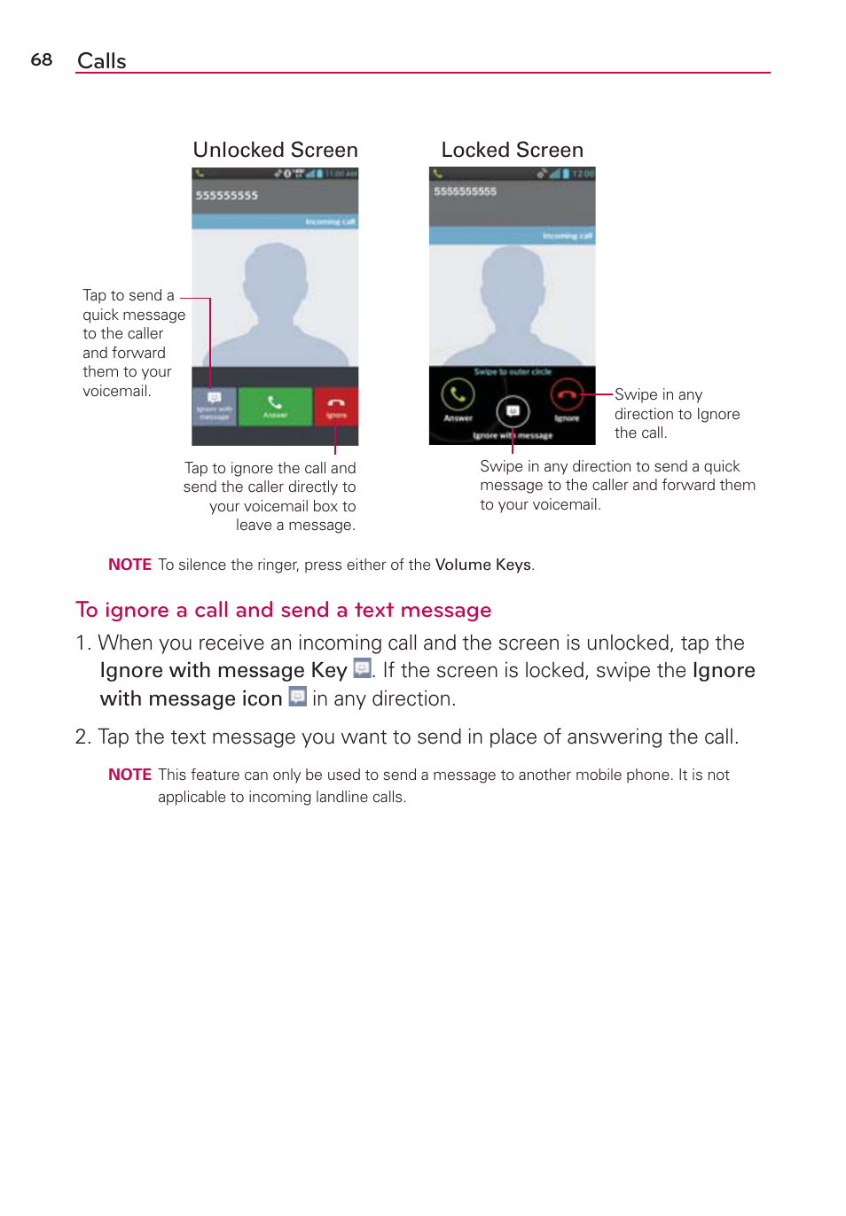 Calls | LG LGVS890 User Manual | Page 70 / 231