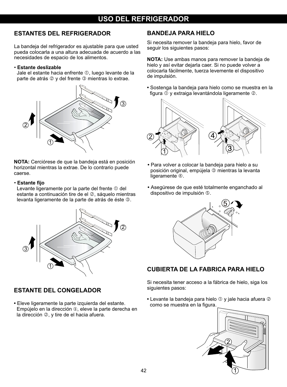 Refrigerator installation, Uso del refrigerador car e an d mai n t enance | LG LSC27910SB User Manual | Page 42 / 55