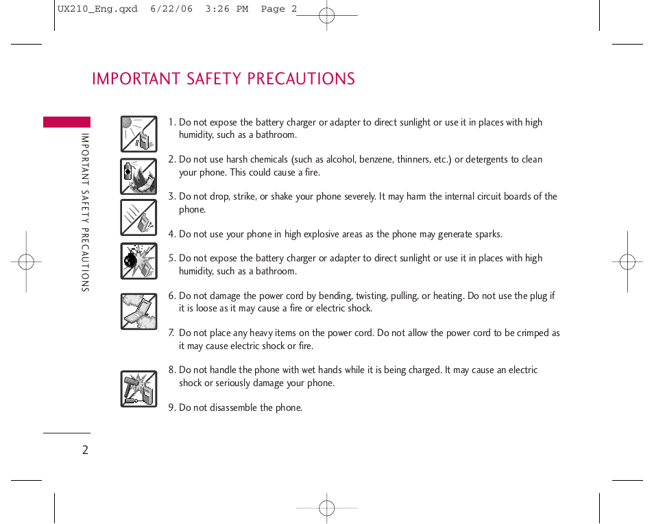 Important safety precautions | LG LGUX210 User Manual | Page 2 / 96