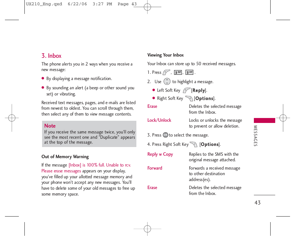 Inbox | LG LGUX210 User Manual | Page 43 / 96