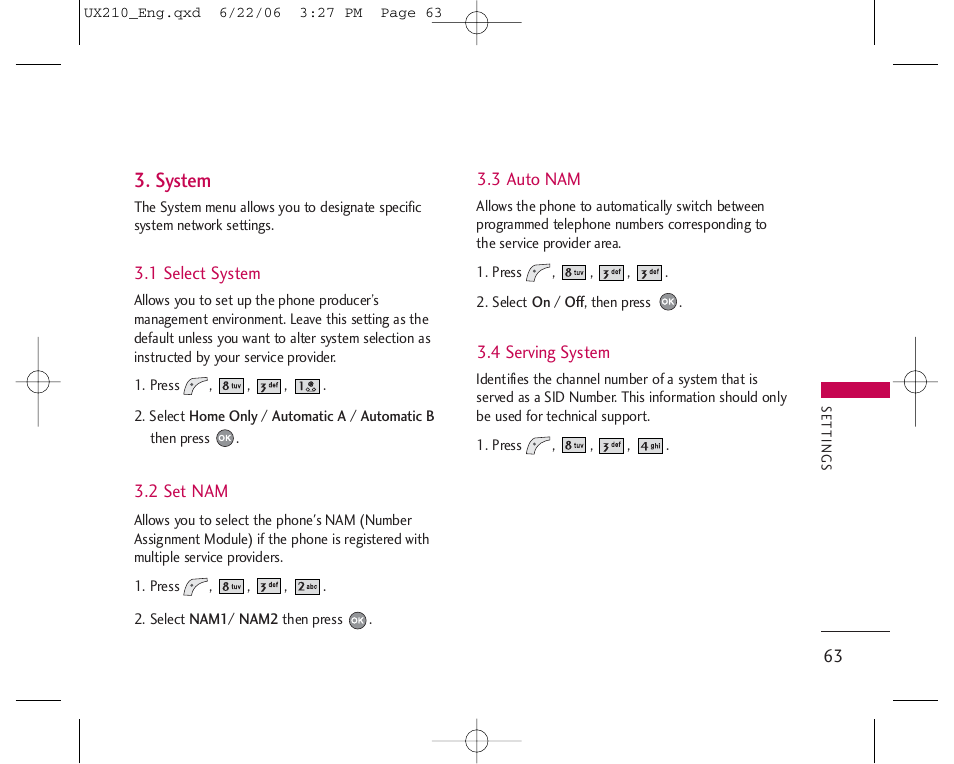 System | LG LGUX210 User Manual | Page 63 / 96