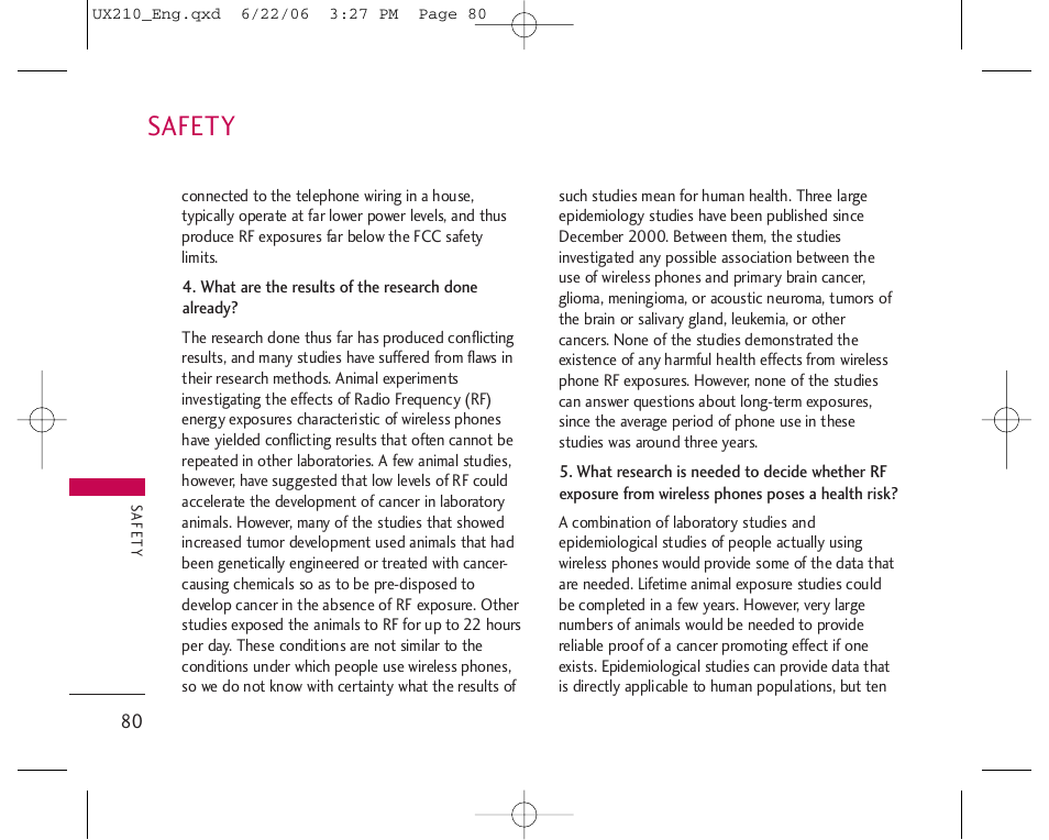 Safety | LG LGUX210 User Manual | Page 80 / 96