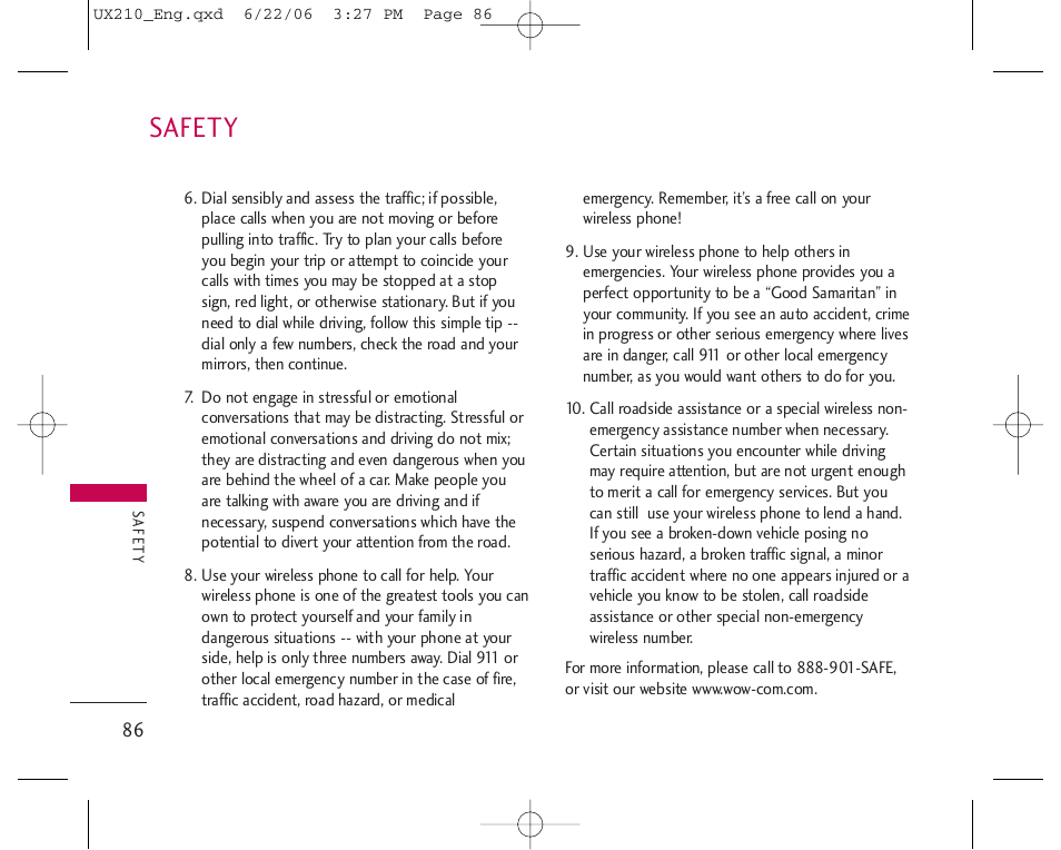 Safety | LG LGUX210 User Manual | Page 86 / 96