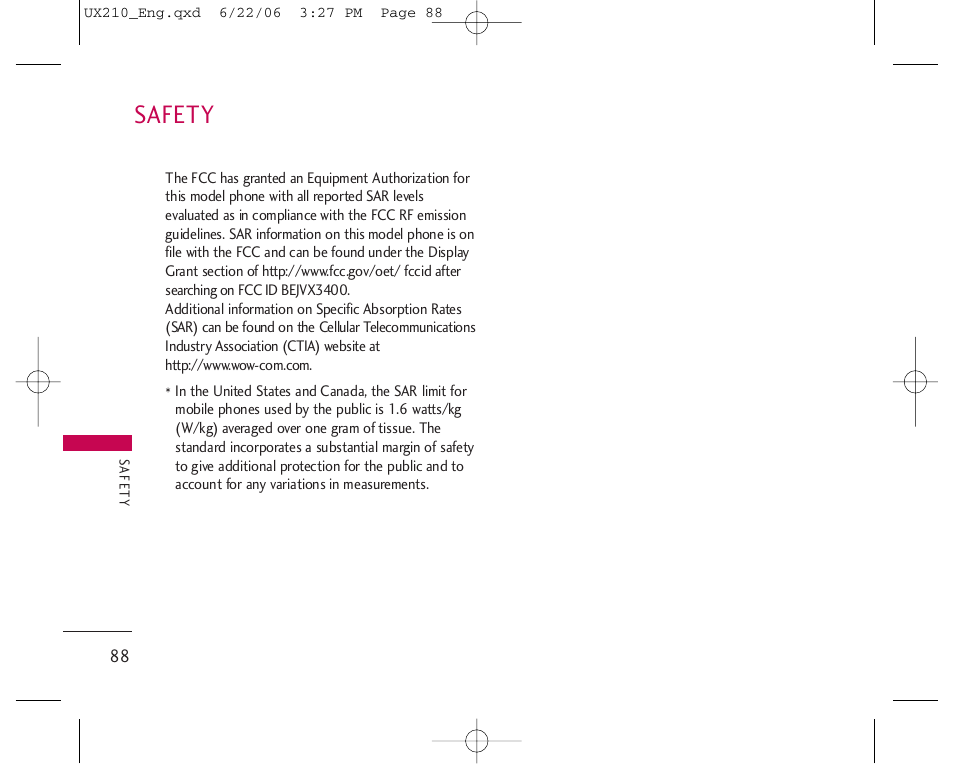 Safety | LG LGUX210 User Manual | Page 88 / 96