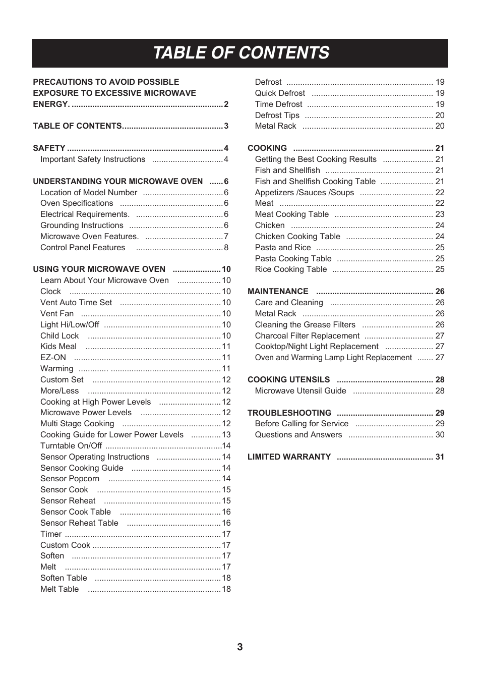LG LMV2015SB User Manual | Page 3 / 32