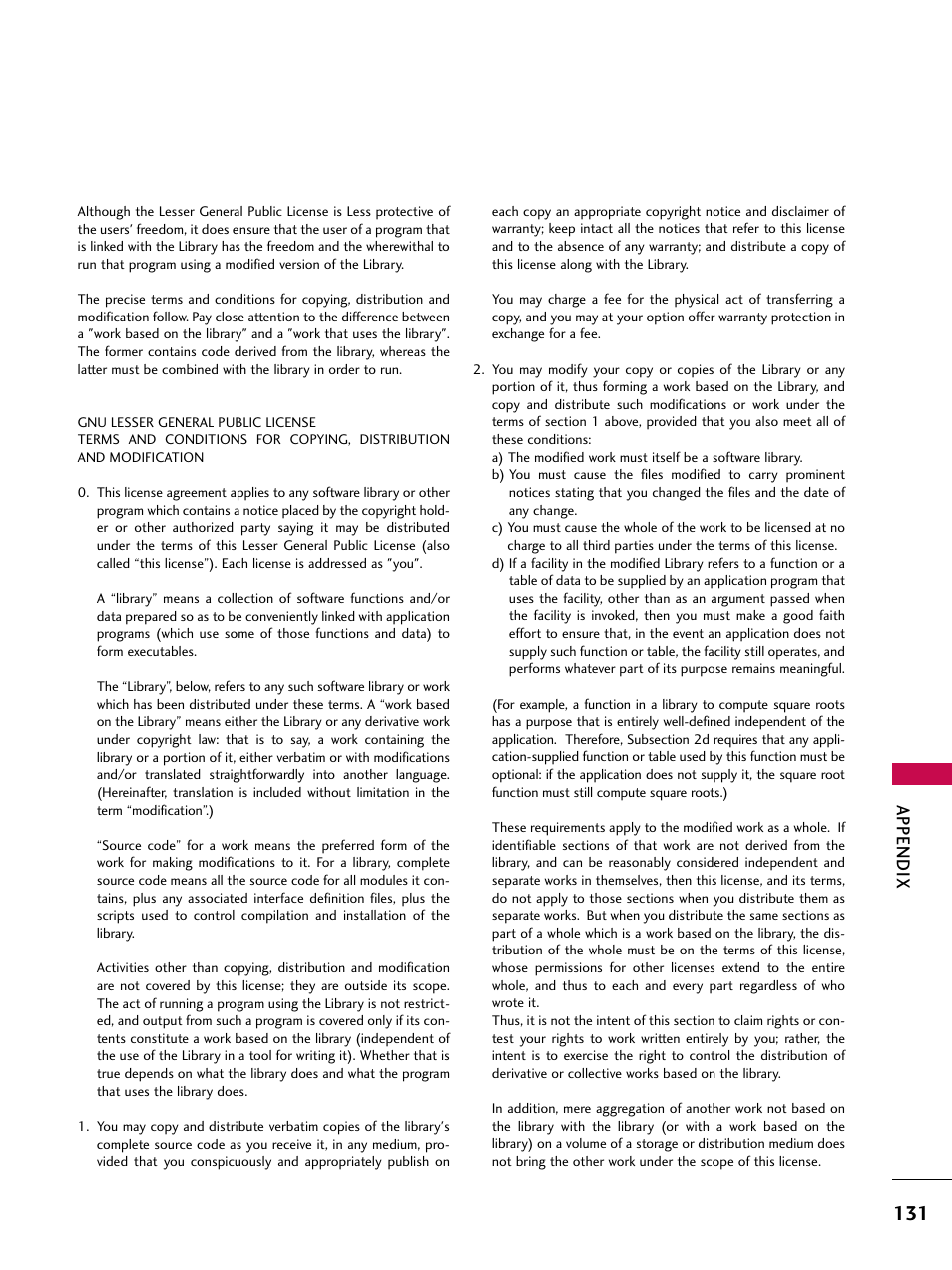 Appendix | LG 42SL90 User Manual | Page 131 / 140