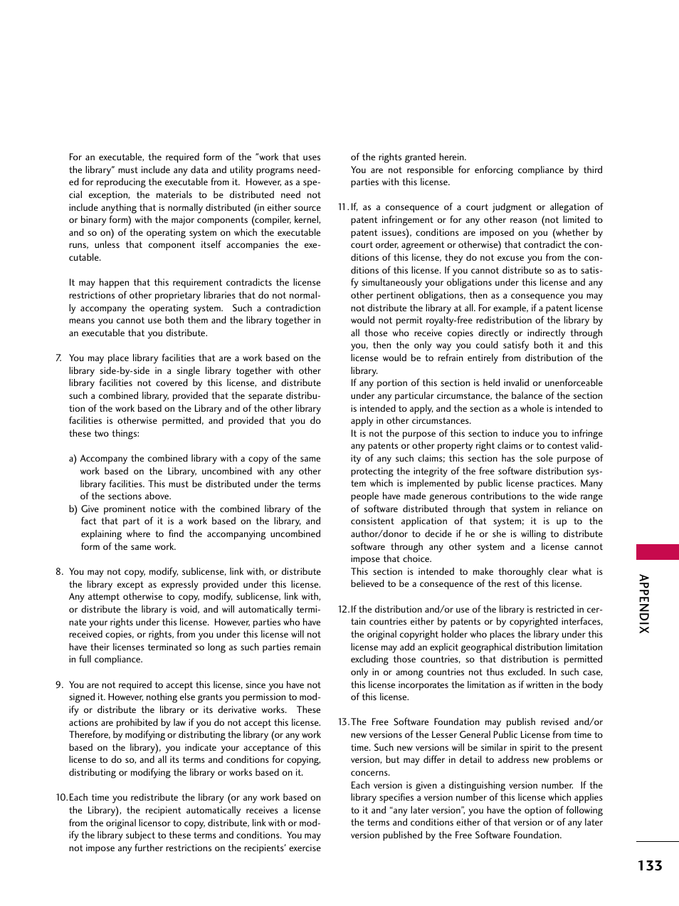 Appendix | LG 42SL90 User Manual | Page 133 / 140