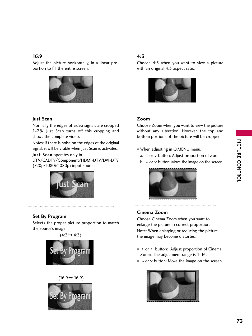 Just scan, Set by program | LG 42SL90 User Manual | Page 73 / 140