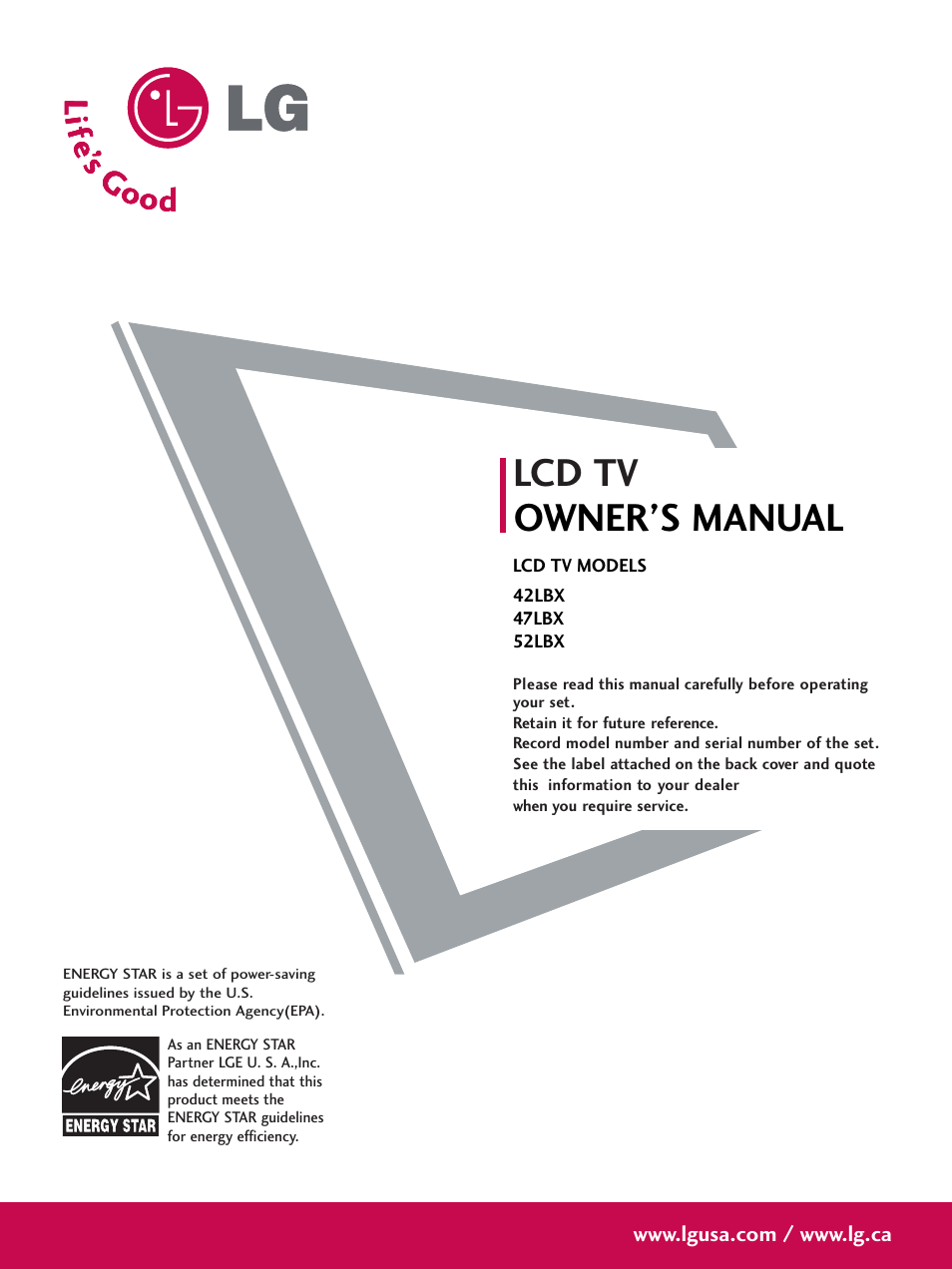 LG 52LBX User Manual | 102 pages