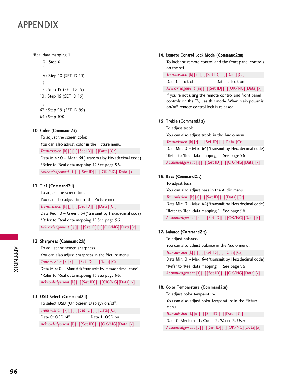 Appendix | LG 52LBX User Manual | Page 98 / 102