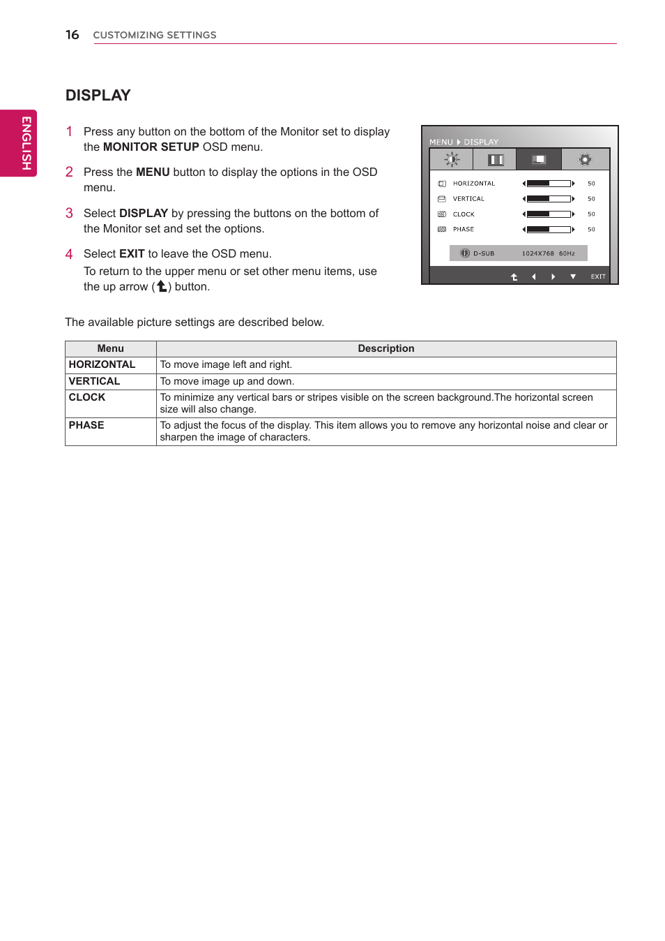 Display | LG IPS225T-BN User Manual | Page 16 / 26