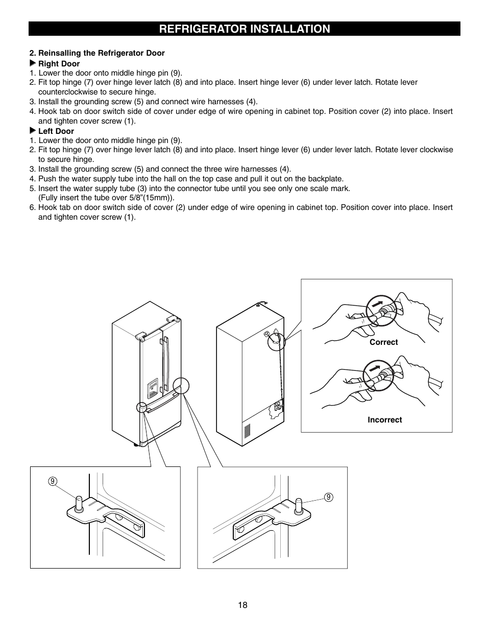 Refrigerator installation | LG LFX25960ST User Manual | Page 18 / 44