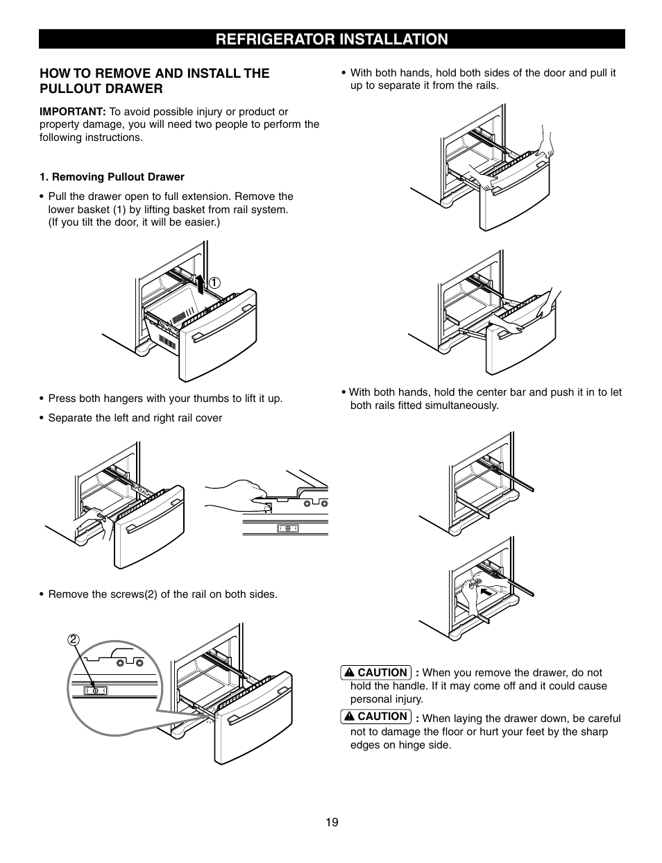 Refrigerator installation | LG LFX25960ST User Manual | Page 19 / 44