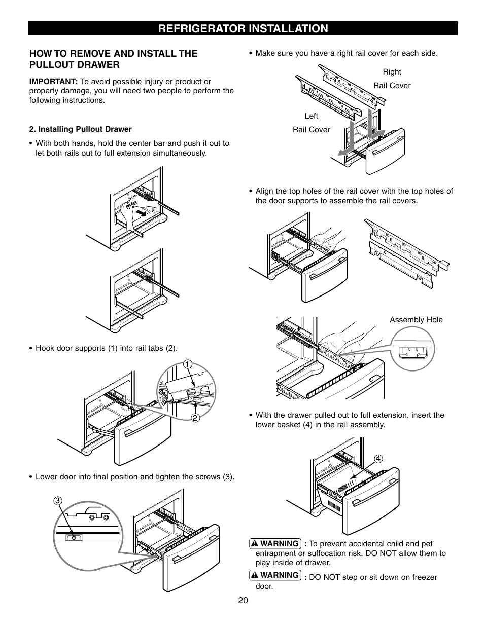 Refrigerator installation | LG LFX25960ST User Manual | Page 20 / 44