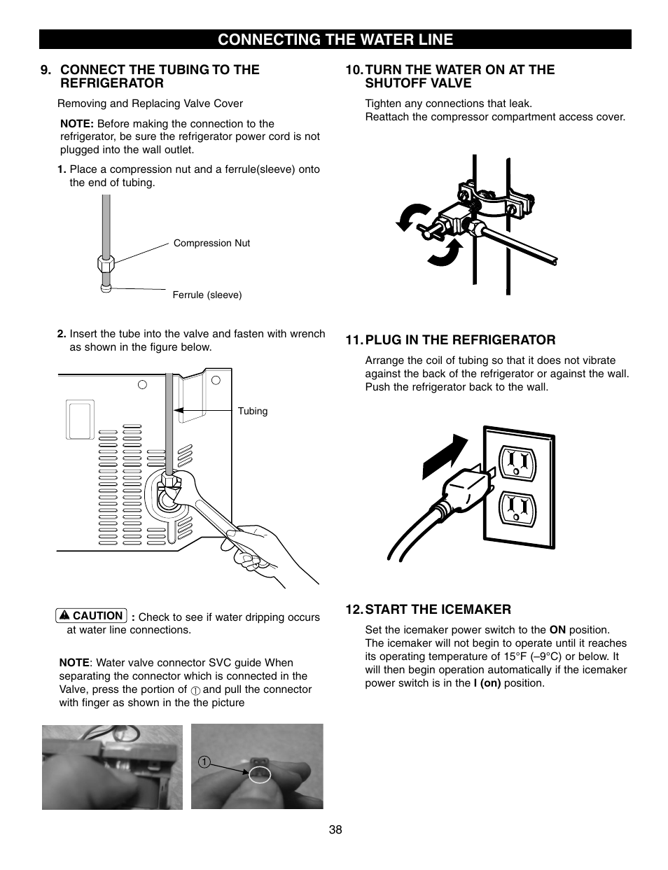 Connecting the water line | LG LFX25960ST User Manual | Page 38 / 44