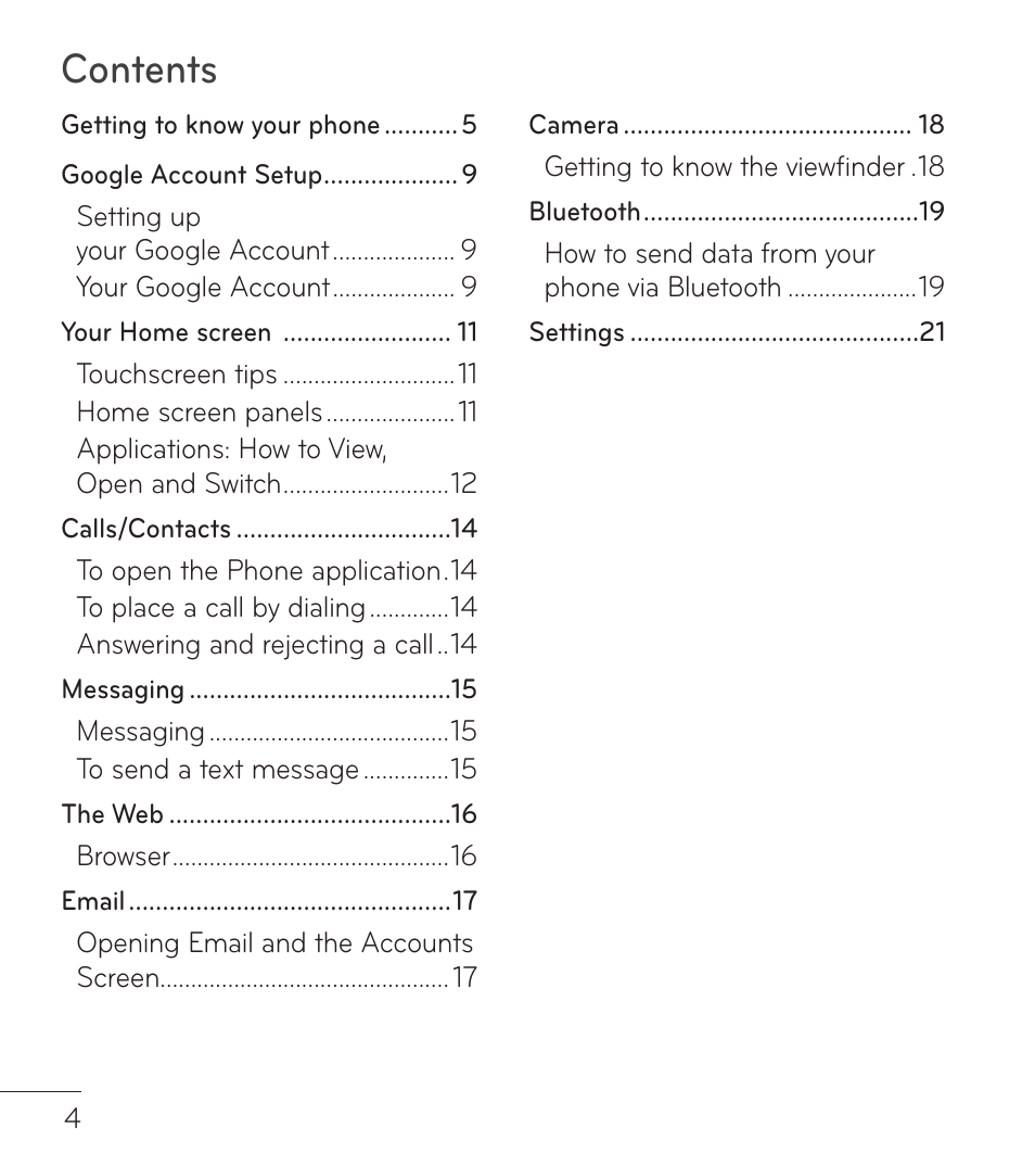 LG LGL75C User Manual | Page 4 / 48