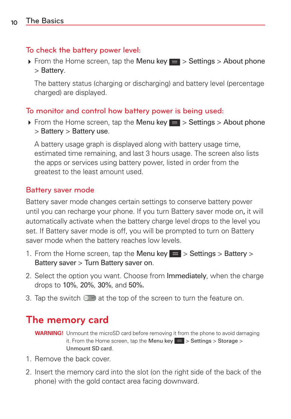 The memory card | LG LGVS450PP User Manual | Page 12 / 133