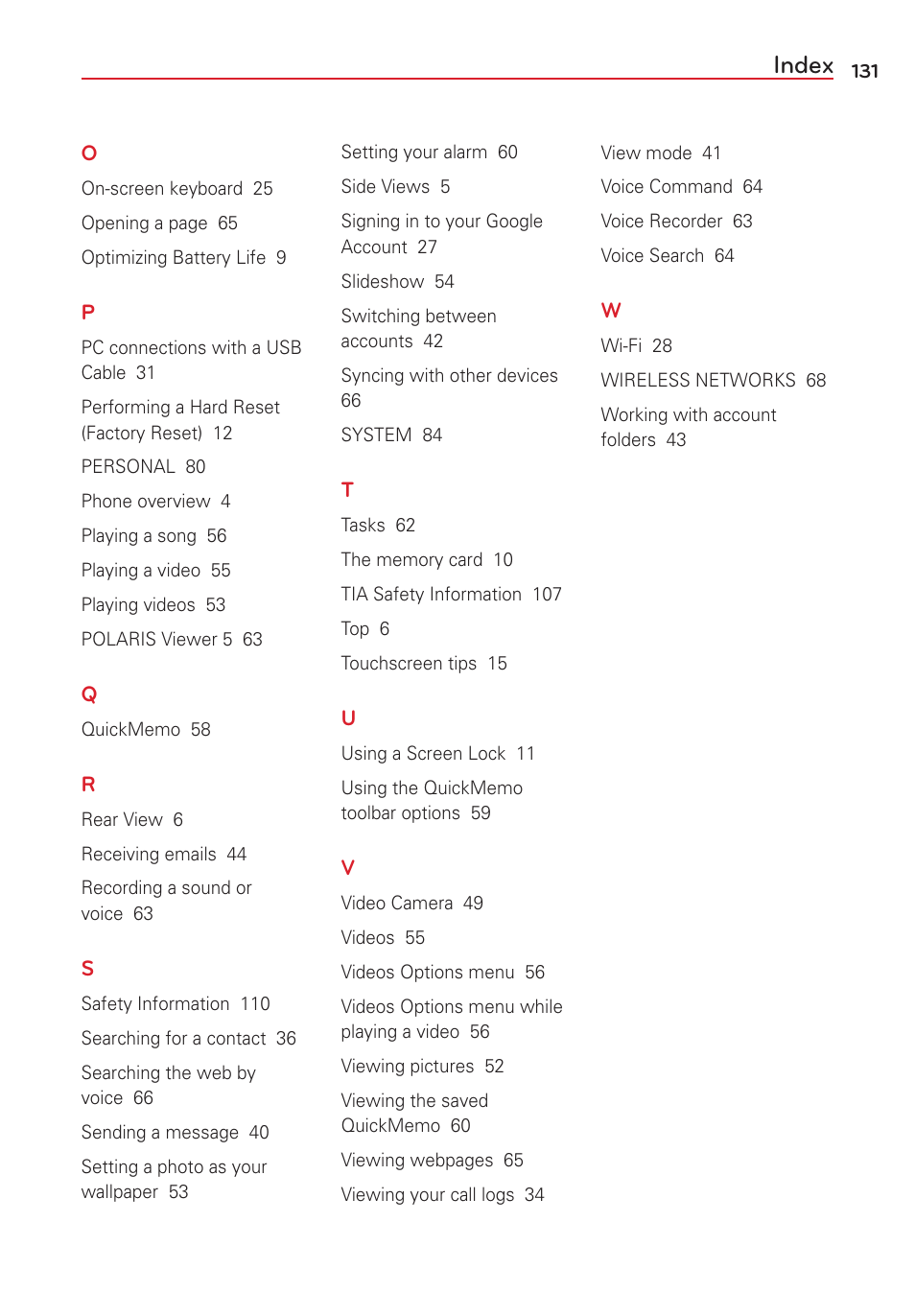 Index | LG LGVS450PP User Manual | Page 133 / 133