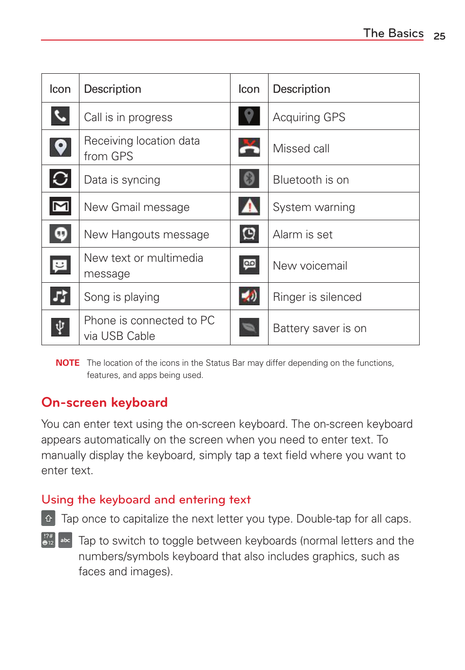 On-screen keyboard | LG LGVS450PP User Manual | Page 27 / 133