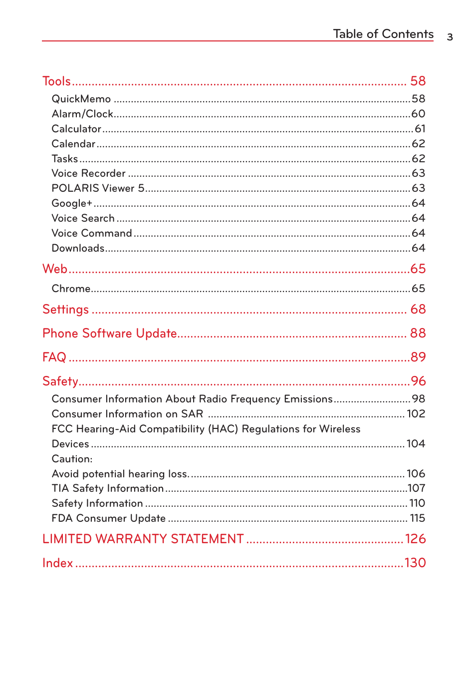 LG LGVS450PP User Manual | Page 5 / 133