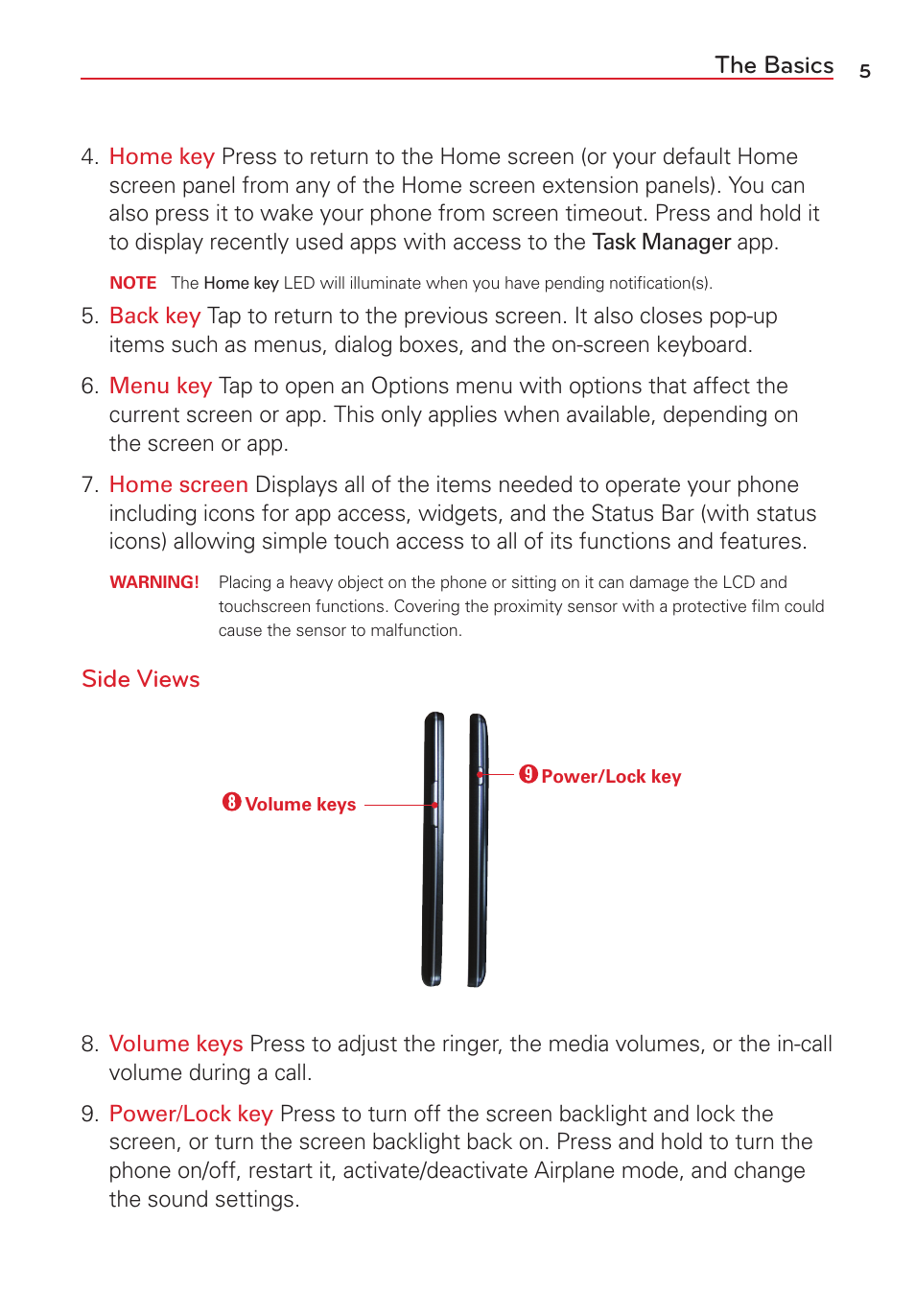 The basics, Side views | LG LGVS450PP User Manual | Page 7 / 133