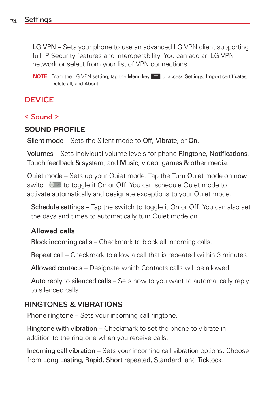 Device | LG LGVS450PP User Manual | Page 76 / 133