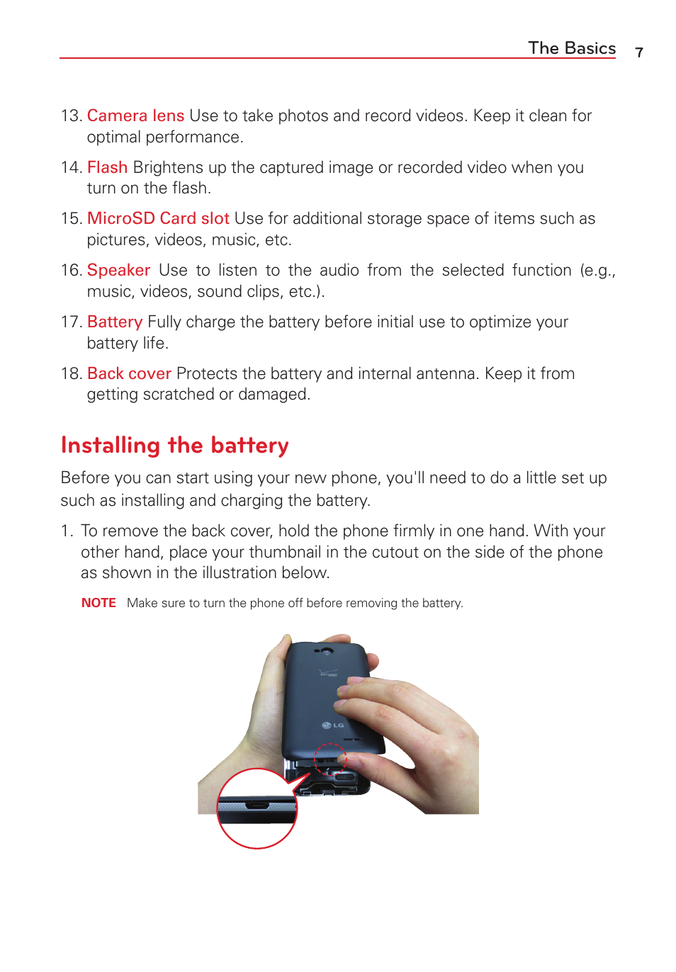 Installing the battery | LG LGVS450PP User Manual | Page 9 / 133