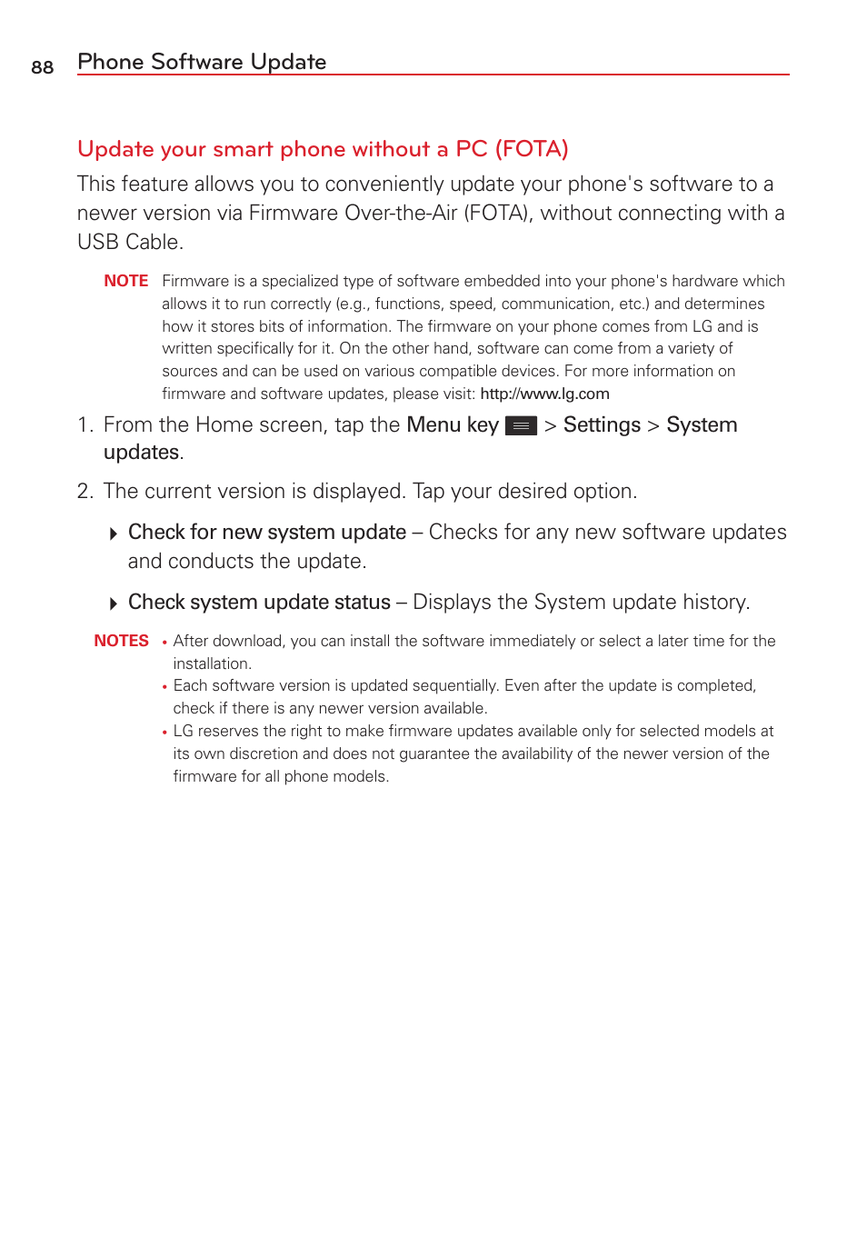 Phone software update | LG LGVS450PP User Manual | Page 90 / 133